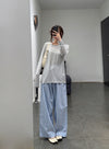 BASERANGE French organic cotton elastic stripe casual pants BAS-TROLE-PO-SU25-TW